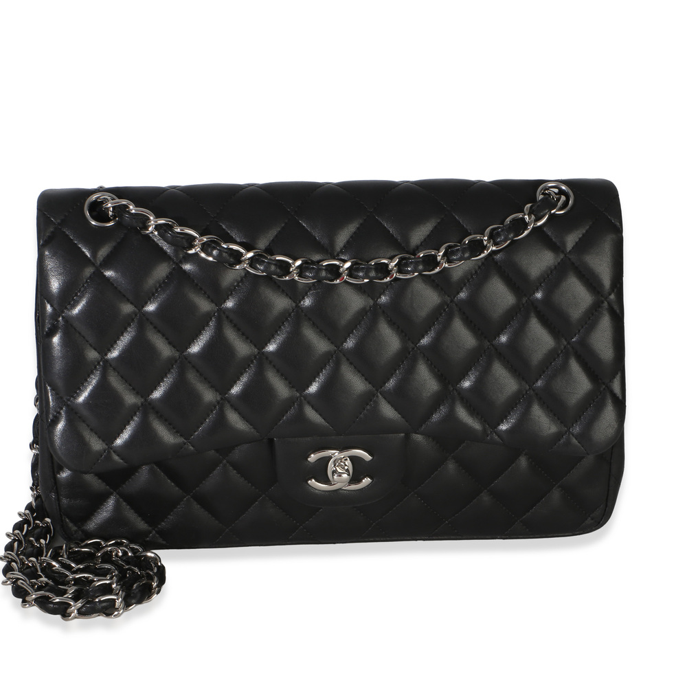 Chanel Black Quilted Lambskin Jumbo Double Flap Bag
